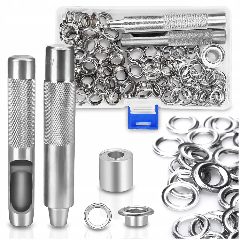 ZESTAW OCZEK DO PLANDEKI OCZKA NAPY 100SZT 10mm Z ZAKUWAKIEM DZIURKACZ ETUI