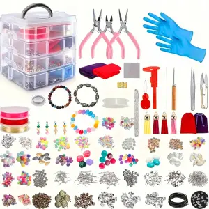 ZESTAW DO ROBIENIA BIŻUTERII XXL KORALIKI NARZĘDZIA KUFEREK 2062EL PREZENT