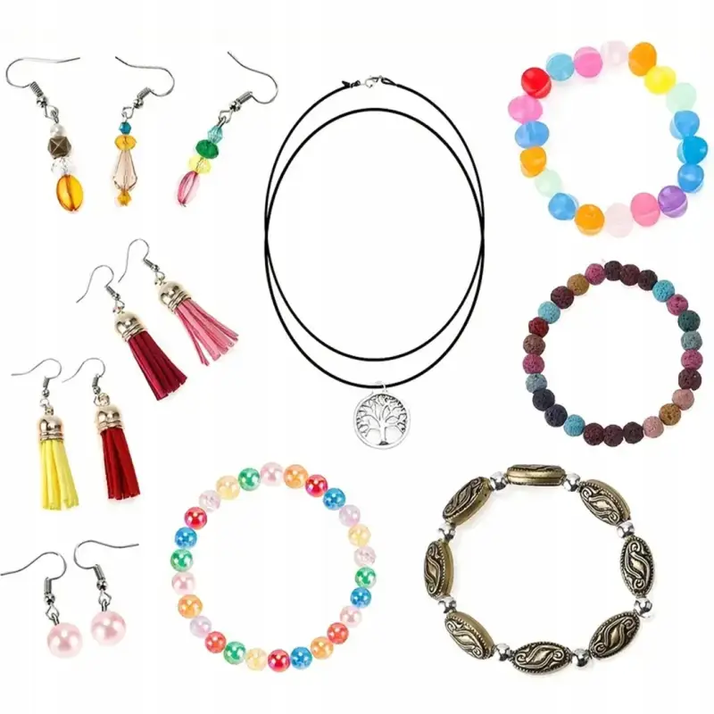 ZESTAW DO ROBIENIA BIŻUTERII XXL KORALIKI NARZĘDZIA KUFEREK 2062EL PREZENT