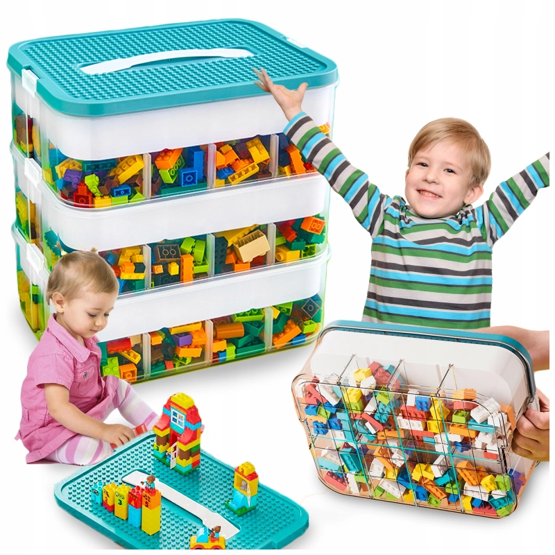 POJEMNIK na Klocki LEGO 3-PIĘTROWY WARSTWOWY ORGANIZER z Przegródkami 22 L