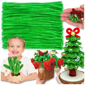 DRUTY DRUCIKI JEDNOKOLOROWE JASNOZIELONE OZDOBNE PLUSZOWE 30 CM 100 SZT