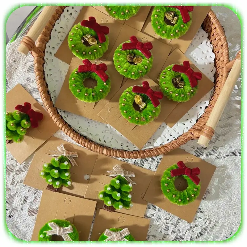 DRUTY DRUCIKI JEDNOKOLOROWE JASNOZIELONE OZDOBNE PLUSZOWE 30 CM 100 SZT