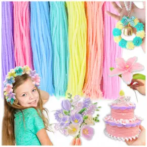 DRUCIKI WIELOKOLOROWE PASTELOWE OZDOBNE PLUSZOWE 7 KOLORÓW 30 CM 100 SZT