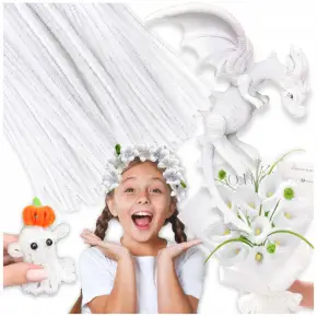 DRUTY DRUCIKI JEDNOKOLOROWE BIAŁE KREATYWNE OZDOBNE PLUSZOWE 30 CM 100 SZT