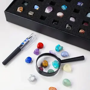 ZESTAW KAMIENI KOLEKCJONERSKICH 43 MINERAŁY NATURALNE + POLSKA INSTRUKCJA