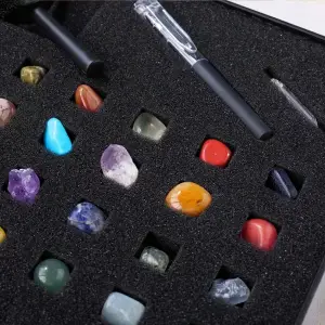 ZESTAW KAMIENI KOLEKCJONERSKICH 43 MINERAŁY NATURALNE + POLSKA INSTRUKCJA