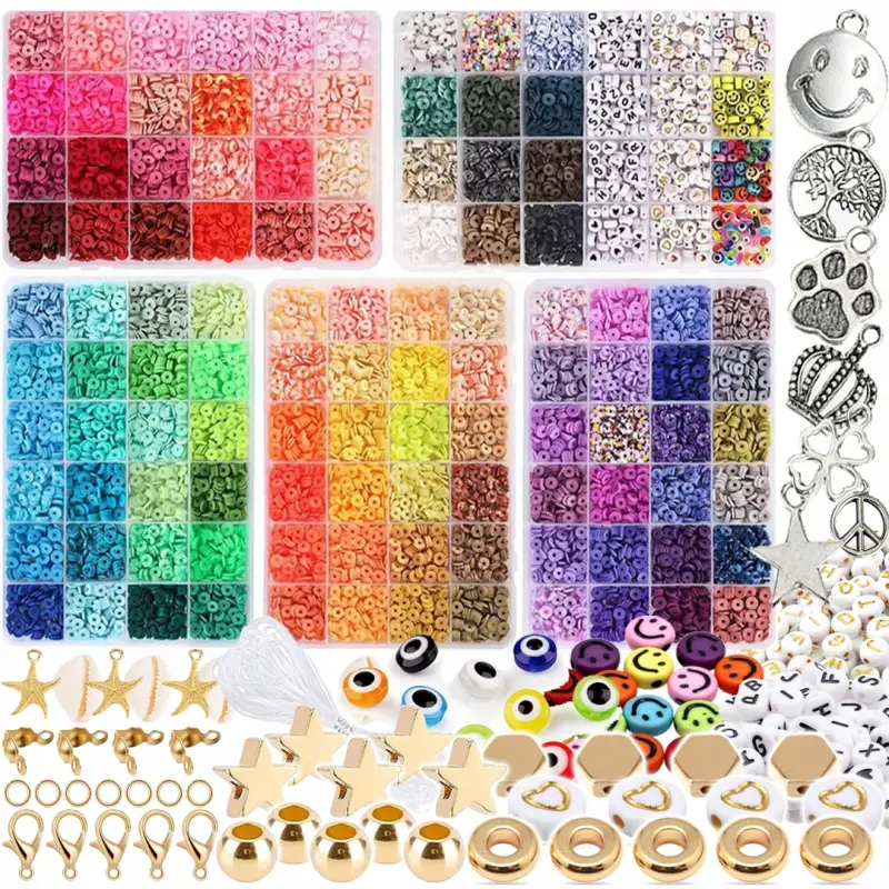 ZESTAW DO ROBIENIA BRANSOLETEK DLA DZIECI 12600 KORALIKI DIY XL +ZAWIESZKI