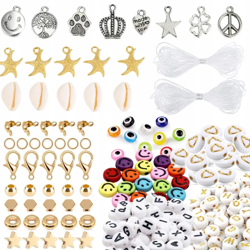 ZESTAW DO ROBIENIA BRANSOLETEK DLA DZIECI 12600 KORALIKI DIY XL +ZAWIESZKI