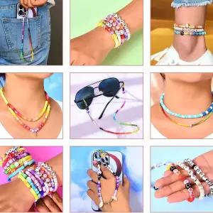 ZESTAW DO ROBIENIA BRANSOLETEK DLA DZIECI 12600 KORALIKI DIY XL +ZAWIESZKI