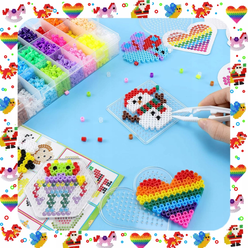 MEGA ZESTAW XXL 6300EL KORALIKI DO PRASOWANIA PRASOWANKA SZABLONY + ETUI