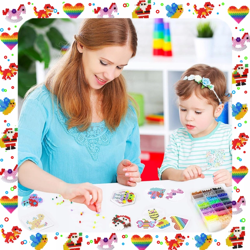 MEGA ZESTAW XXL 6300EL KORALIKI DO PRASOWANIA PRASOWANKA SZABLONY + ETUI