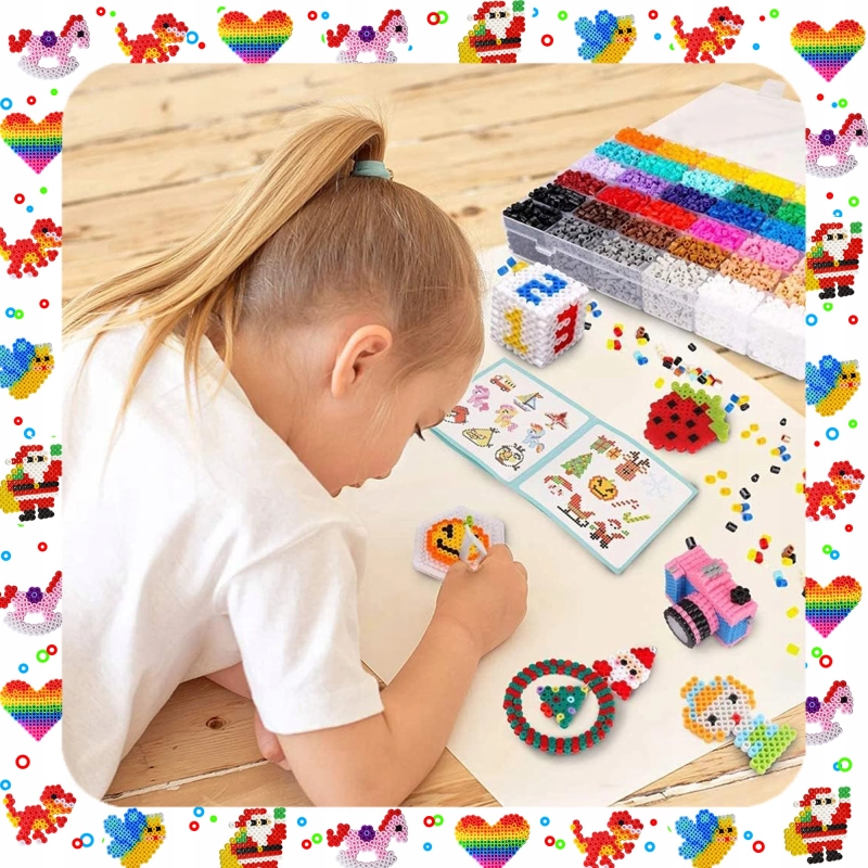 MEGA ZESTAW XXL 6300EL KORALIKI DO PRASOWANIA PRASOWANKA SZABLONY + ETUI