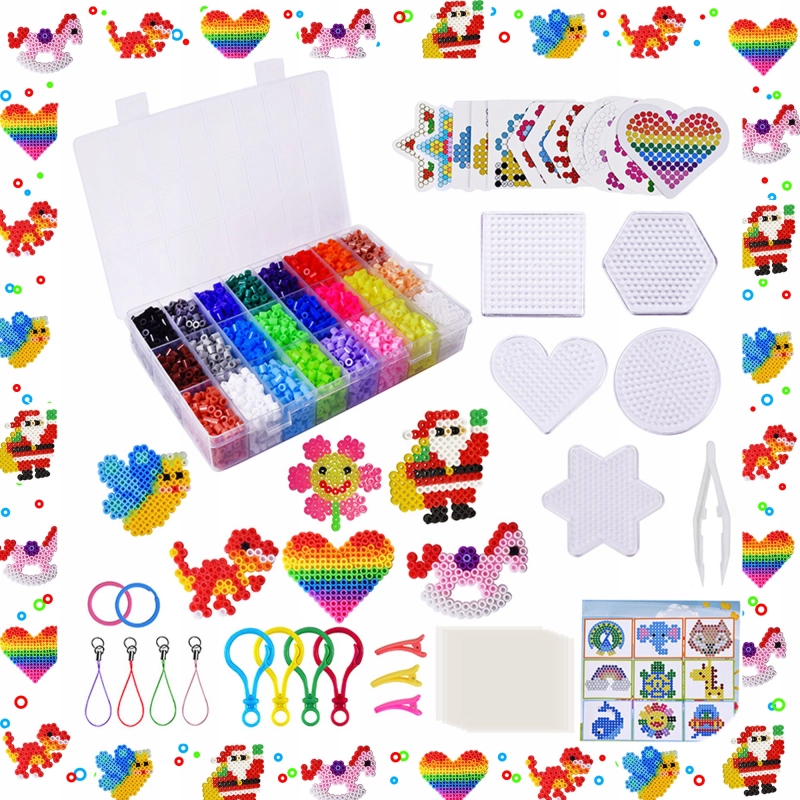 MEGA ZESTAW XXL 6300EL KORALIKI DO PRASOWANIA PRASOWANKA SZABLONY + ETUI