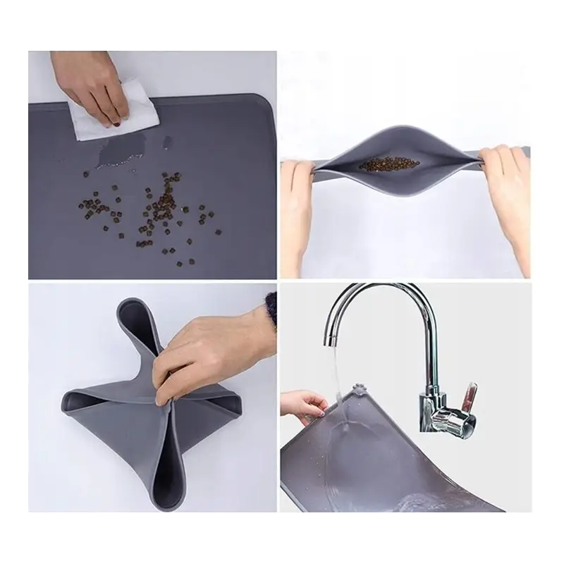 MATA PODKŁADKA POD MISKĘ SILIKONOWA DLA PSA KOTA ANTYPOŚLIZGOWA WODOODPORNA