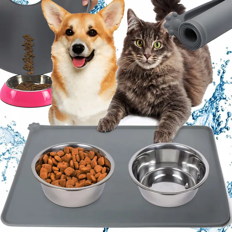 MATA PODKŁADKA POD MISKĘ SILIKONOWA DLA PSA KOTA ANTYPOŚLIZGOWA WODOODPORNA