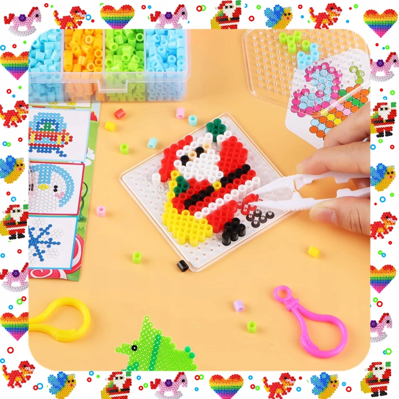 MEGA ZESTAW XXL 6300EL KORALIKI DO PRASOWANIA PRASOWANKA SZABLONY + ETUI