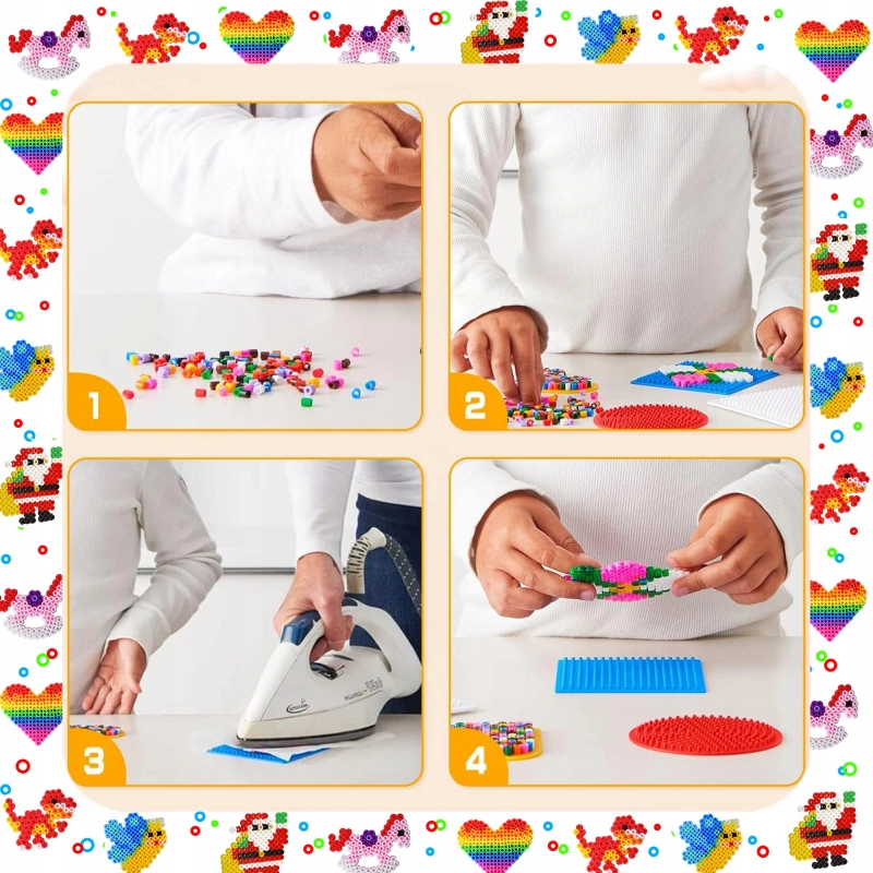 MEGA ZESTAW XXL 6300EL KORALIKI DO PRASOWANIA PRASOWANKA SZABLONY + ETUI