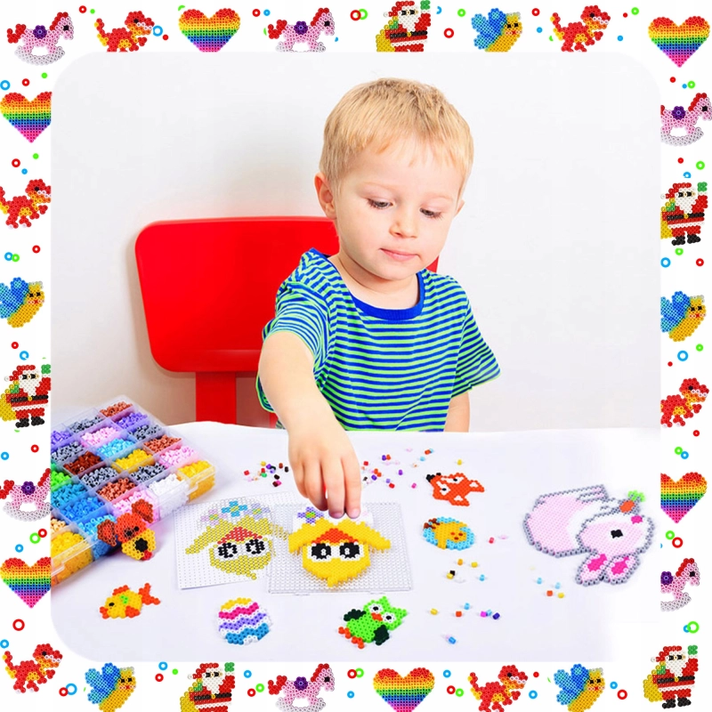 MEGA ZESTAW XXL 6300EL KORALIKI DO PRASOWANIA PRASOWANKA SZABLONY + ETUI