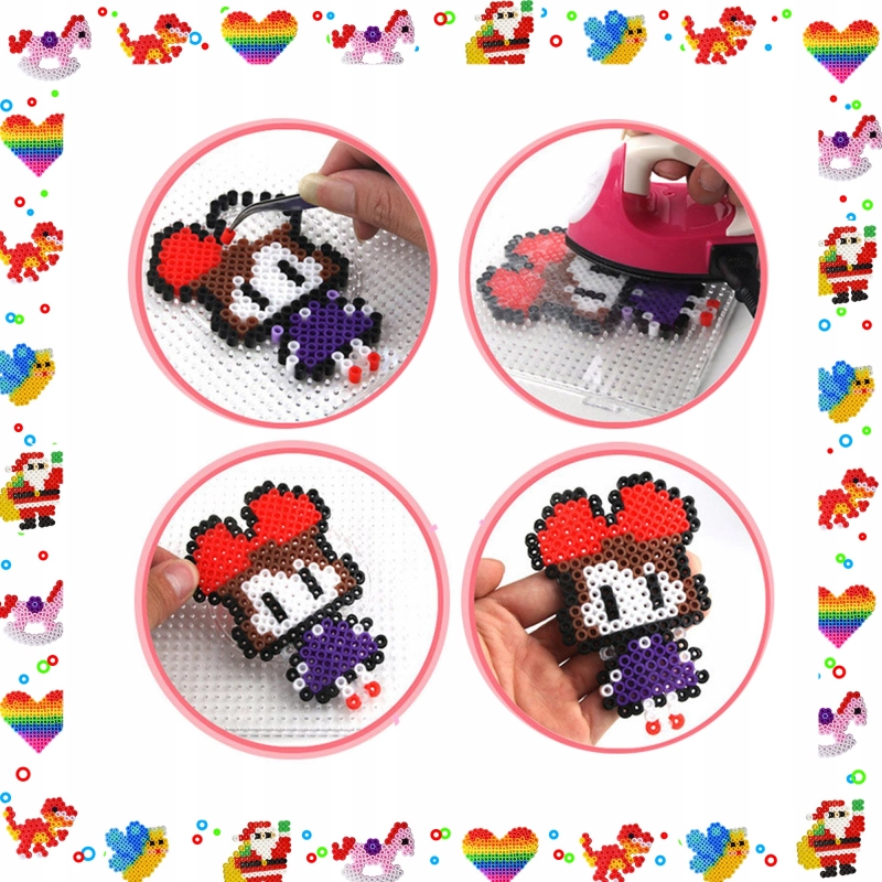 MEGA ZESTAW XXL 6300EL KORALIKI DO PRASOWANIA PRASOWANKA SZABLONY + ETUI