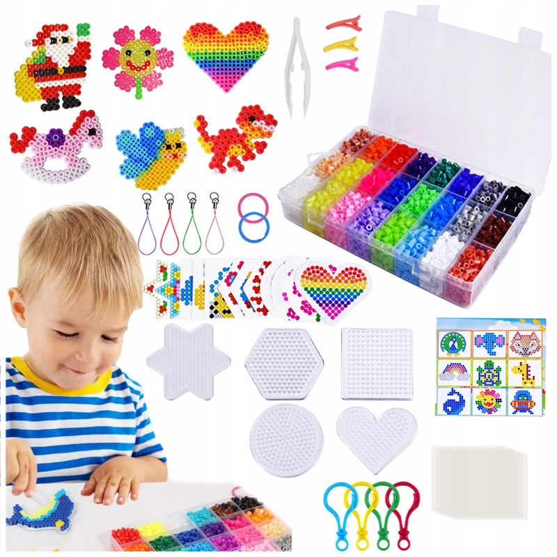 MEGA ZESTAW XXL 6300EL KORALIKI DO PRASOWANIA PRASOWANKA SZABLONY + ETUI