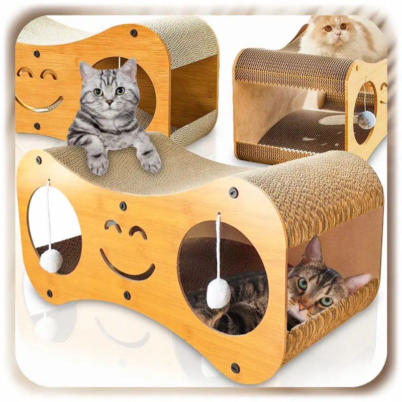 DRAPAK DLA KOTA KARTONOWY DOMEK BUDKA DRAPANIA TEKTUROWY LEGOWISKO Z PIŁKĄ