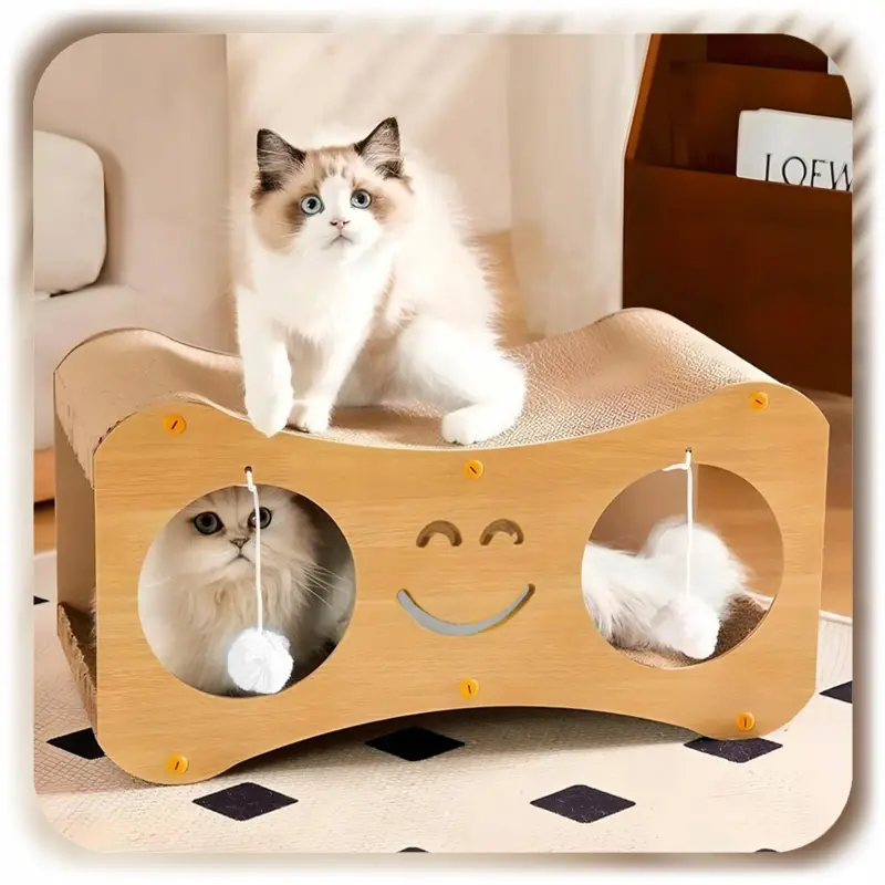 DRAPAK DLA KOTA KARTONOWY DOMEK BUDKA DRAPANIA TEKTUROWY LEGOWISKO Z PIŁKĄ