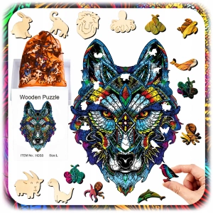 PUZZLE DREWNIANE A4 WILK 197EL UKŁADANKA A4 DLA DZIECI PREZENT DLA DZIECKA