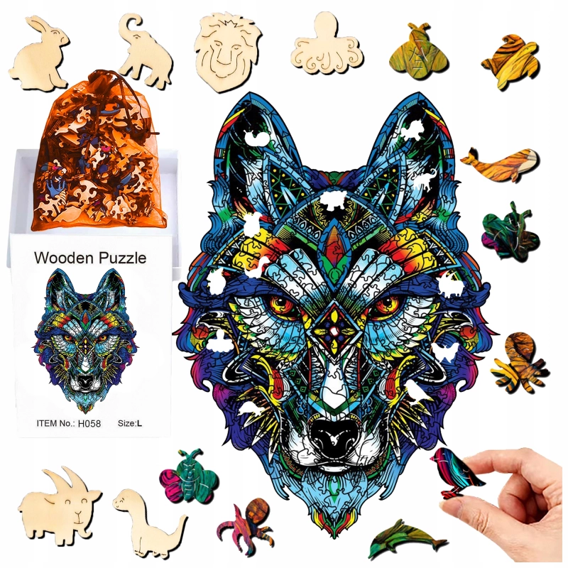 PUZZLE DREWNIANE A4 WILK 197EL UKŁADANKA A4 DLA DZIECI PREZENT DLA DZIECKA