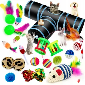 ZABAWKI DLA KOTA 21 EL ZESTAW ZABAWEK XXL TUNEL DOMEK 80CM PIŁKI WĘDKA MYSZ