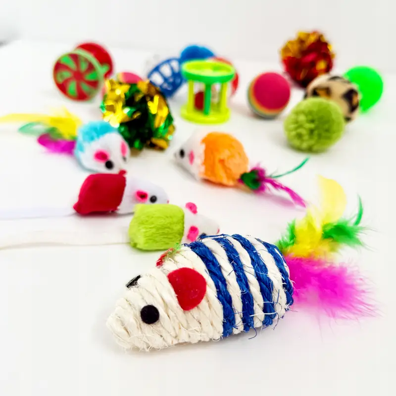 ZABAWKI DLA KOTA 21 EL ZESTAW ZABAWEK XXL TUNEL DOMEK 80CM PIŁKI WĘDKA MYSZ