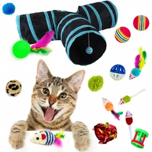 ZABAWKI DLA KOTA 21 EL ZESTAW ZABAWEK XXL TUNEL DOMEK 80CM PIŁKI WĘDKA MYSZ