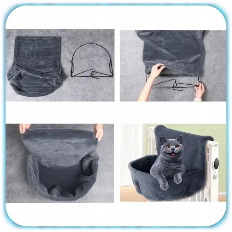 LEGOWISKO DLA KOTA WISZĄCE NA KALORYFER GRZEJNIK HAMAK PLUSZOWE ŁÓŻKO 47x40