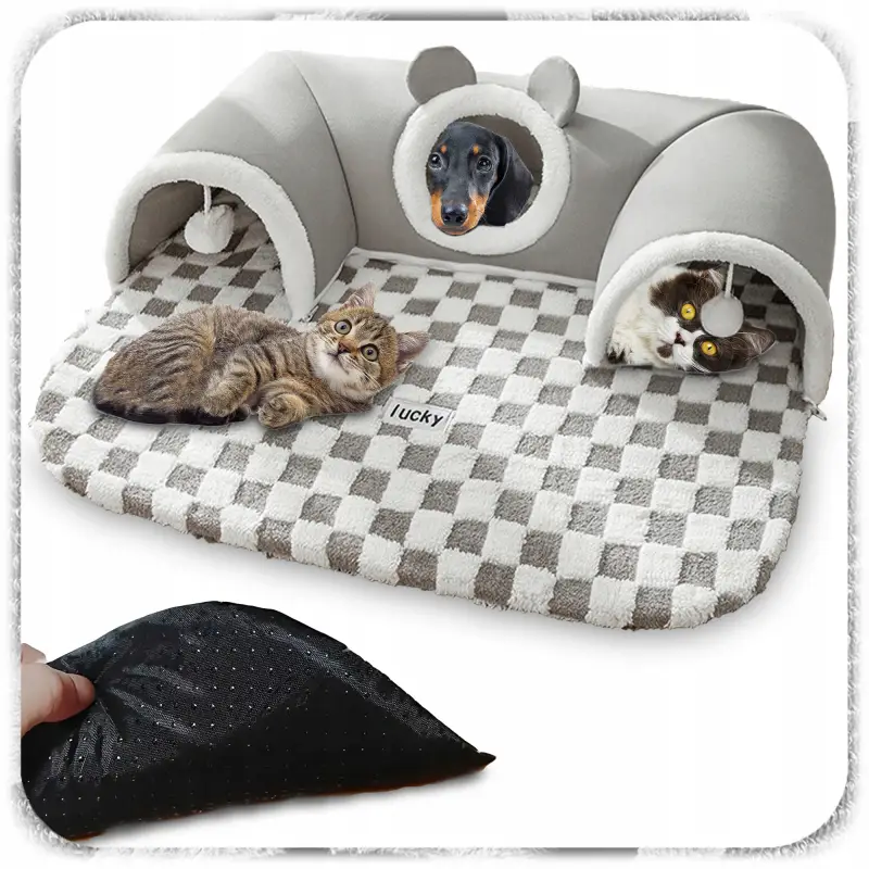 LEGOWISKO TUNEL DLA KOTA PSA DOMEK 2W1 PLUSZOWE ANTYPOŚLIZGOWE XL + PIŁKI