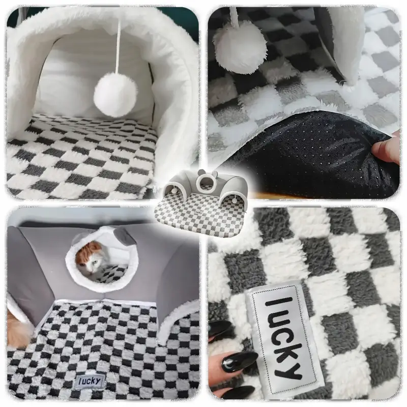 LEGOWISKO TUNEL DLA KOTA PSA DOMEK 2W1 PLUSZOWE ANTYPOŚLIZGOWE XL + PIŁKI