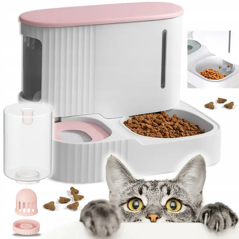 PODAJNIK WODY I KARMY AUTOMATYCZNY DOZOWNIK MISKA DLA PSA KOTA 3,85L RÓŻOWY