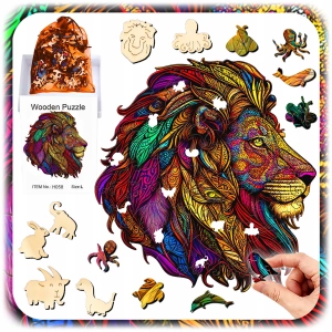 PUZZLE DREWNIANE A4 LEW 133EL UKŁADANKA A4 DLA DZIECI PREZENT DLA DZIECKA