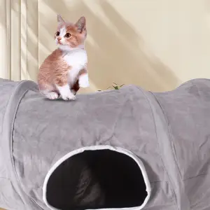 ZABAWKA DLA KOTA KOTÓW Z PIŁKAMI DUŻY SZARY TUNEL 117 CM SKŁADANY KRYJÓWKA