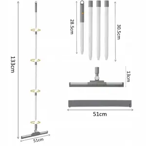 ŚCIĄGACZ WODY DO PODŁOGI ŚCIĄGACZKA GUMA 51 CM Z KIJEM TELESKOPOWYM 137 CM