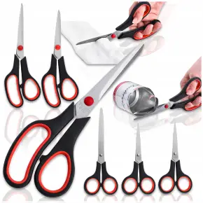 6 SZT NOŻYCZKI OSTRE UNIWERSALNE BIUROWE KRAWIECKIE STAL NIERDZEWNA MIX