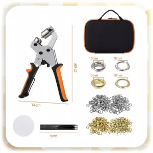 NAPOWNICA OCZKARKA RĘCZNA MAGNETYCZNA WYCINARKA BANERÓW + 800szt OCZKA 10mm