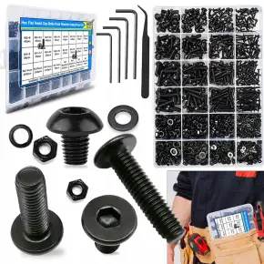 ZESTAW ŚRUB IMBUSOWYCH M2 M3 M4 M5 1500 SZT PODKŁADKI + KLUCZE IMBUSOWE