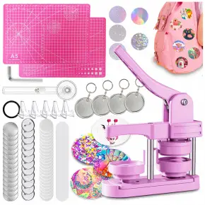 MASZYNA DO ROBIENIA PRZYPINEK ZESTAW 434 EL PRASA 65 PINÓW 58 MM FIOLETOWY