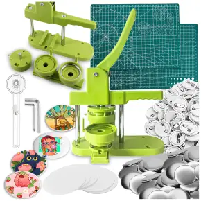 MASZYNA DO ROBIENIA PRZYPINEK ZESTAW PRASA 100 PINÓW 44 MM SPODY NOŻYK MATA