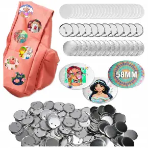 KOMPONENTY DO PRZYPINEK METALOWYCH Z AGRAFKĄ 58MM FOLIE 100 SZT BUTTON DIY