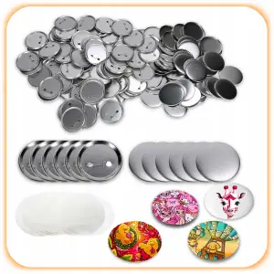 KOMPONENTY DO PRZYPINEK METALOWYCH Z AGRAFKĄ 58MM FOLIE 100 SZT BUTTON DIY