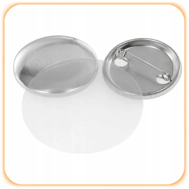 KOMPONENTY DO PRZYPINEK METALOWYCH Z AGRAFKĄ 58MM FOLIE 100 SZT BUTTON DIY