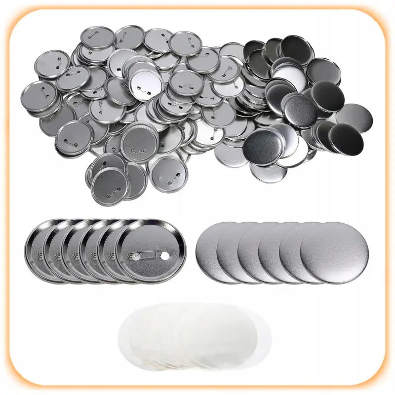 KOMPONENTY DO PRZYPINEK METALOWYCH Z AGRAFKĄ 58MM FOLIE 100 SZT BUTTON DIY
