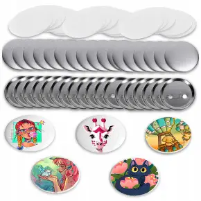 KOMPONENTY DO PRZYPINEK METALOWYCH Z AGRAFKĄ 44MM FOLIE 100 SZT BUTTON DIY