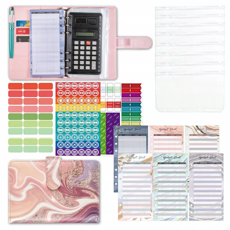 NOTES PLANER BUDŻETOWY DO OSZCZĘDZANIA PIENIĘDZY DZIENNIK RÓŻOWY MARMUR