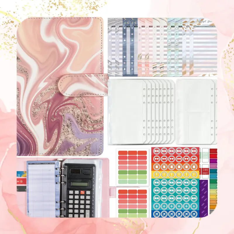 NOTES PLANER BUDŻETOWY DO OSZCZĘDZANIA PIENIĘDZY DZIENNIK RÓŻOWY MARMUR